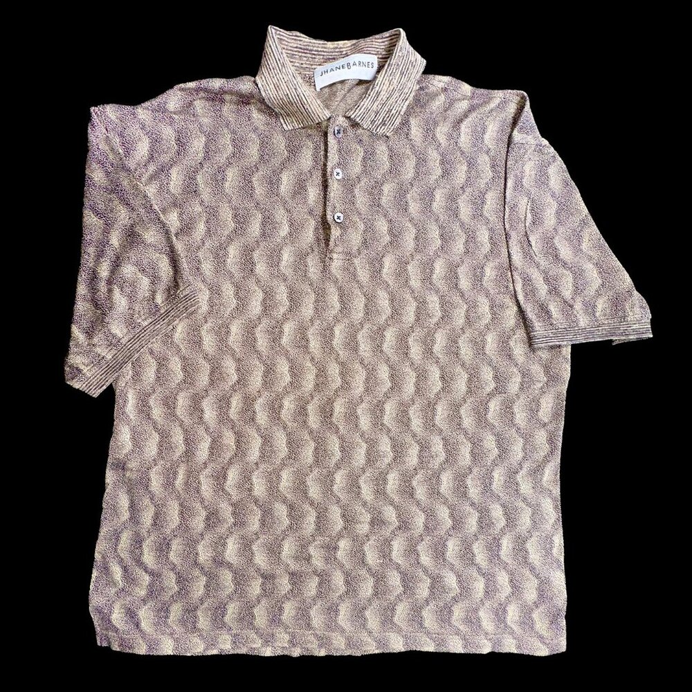 Jhane Barnes Geometric Pattern Polo Shirt Size Medium